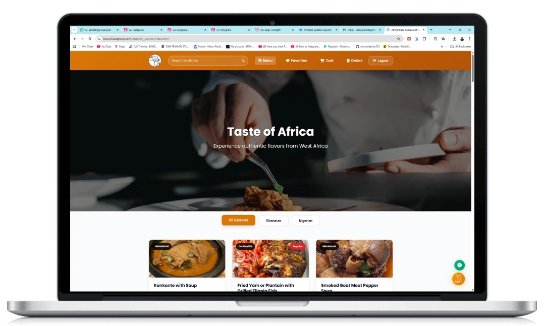 Aricanbase Restaurant Food Web App